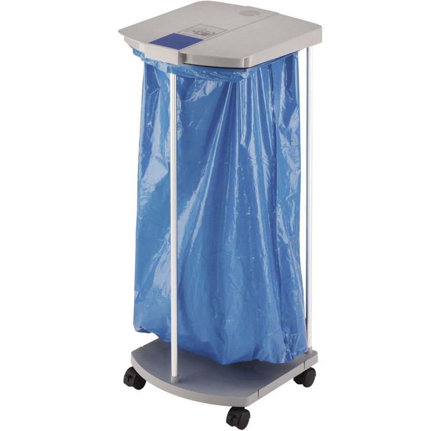 Support de sac mobile aluminium avec couvercle, 110 litres Hailo
