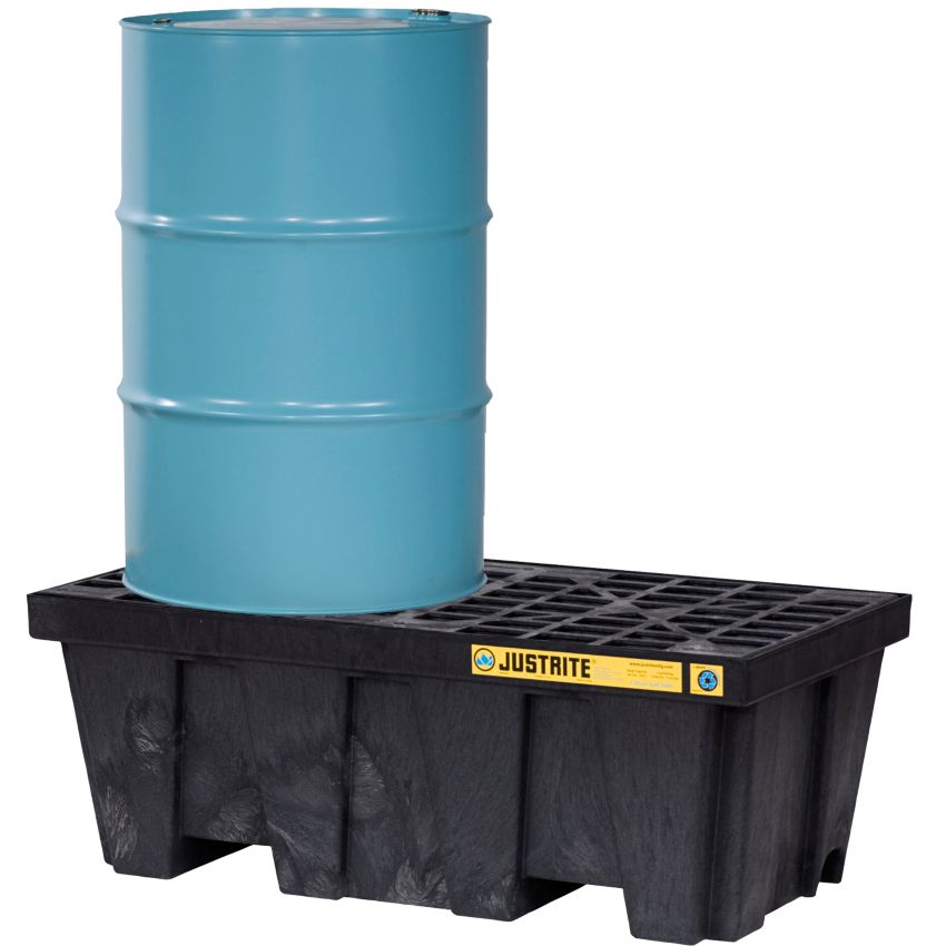 Bac de rétention polyéthylène éco-conçu 2 fûts, 250 litres Justrite EcoPolyblend