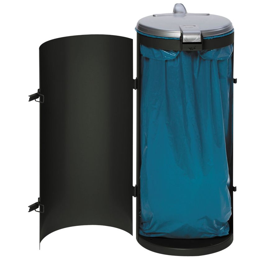Support de sac sur socle acier avec porte battante et couvercle, 120 litres VAR