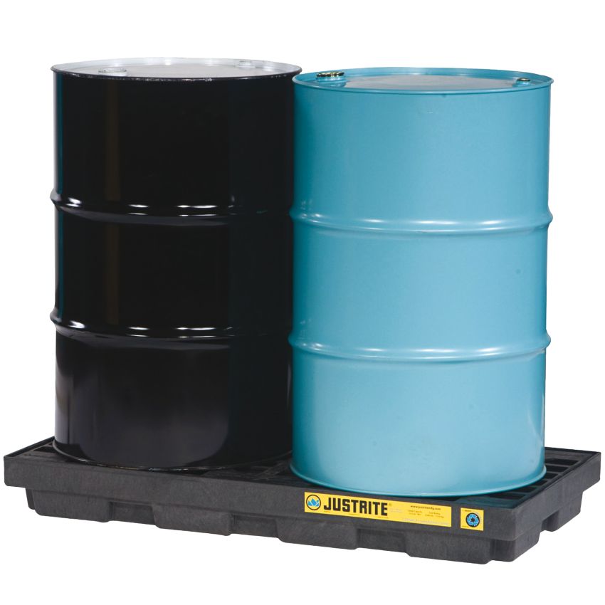 Plateforme de rétention polyéthylène éco-conçu 2 fûts, 90 L Justrite EcoPolyblend