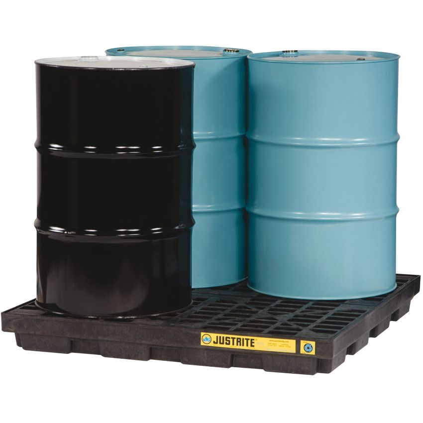 Plateforme de rétention polyéthylène éco-conçu 4 fûts, 185 L Justrite EcoPolyblend
