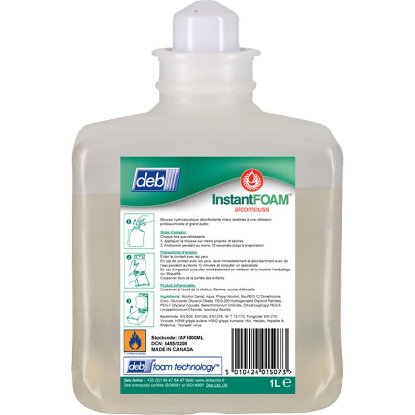 Lot 6 cartouches mousse antiseptique InstantFOAMTM, 1 L Deb Arma