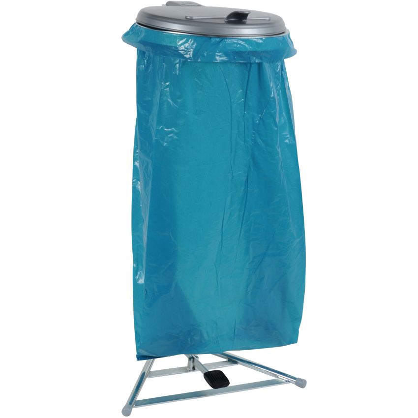 Support de sac sur pied acier à pédale avec couvercle 110 litres