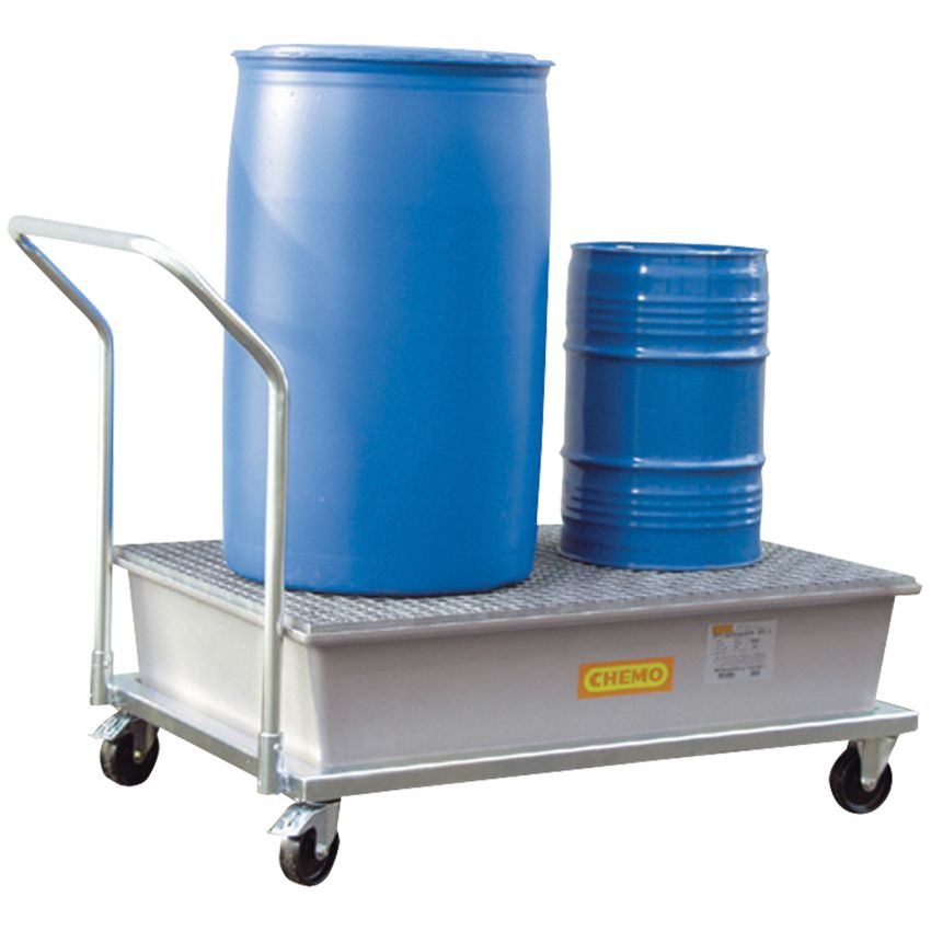 Chariot de rétention polyester 2 fûts, 220 litres Cemo