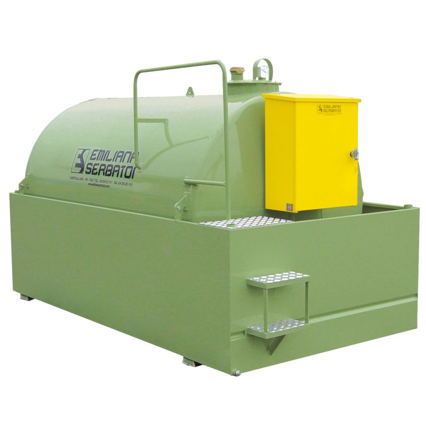 Cuve de stockage gasoil acier avec rétention, 2400 L Emiliana Serbatoi