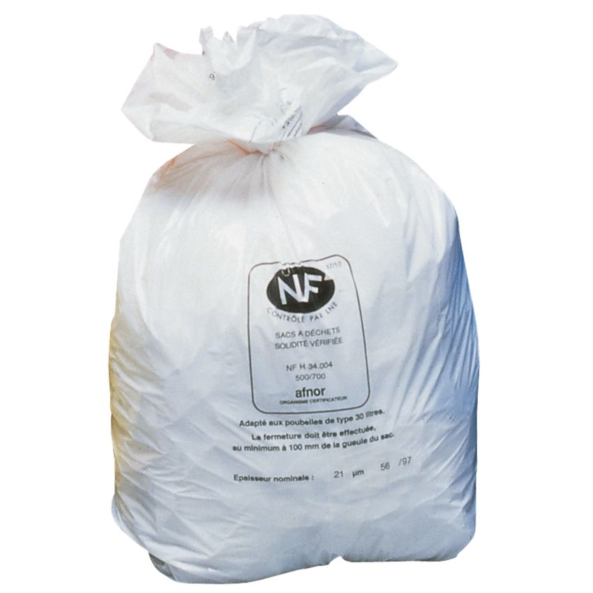 Sac poubelle blanc pour le tri 50 litres