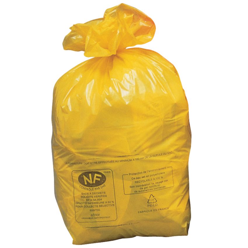 Sac poubelle jaune pour le tri 100 litres