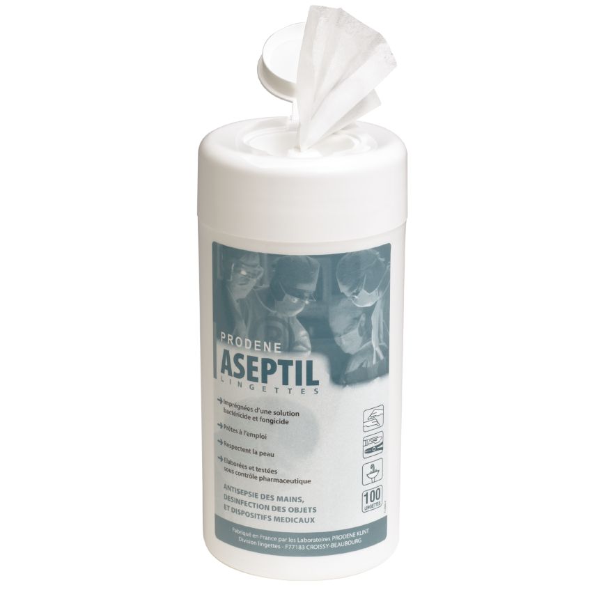 Lot 12 boîtes lingettes antiseptiques Aseptil Prodene Klint