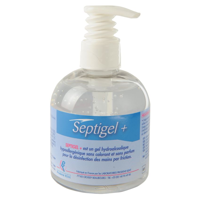 Lot 12 flacons gel hydroalcoolique Septigel+, 300 mL Prodene Klint
