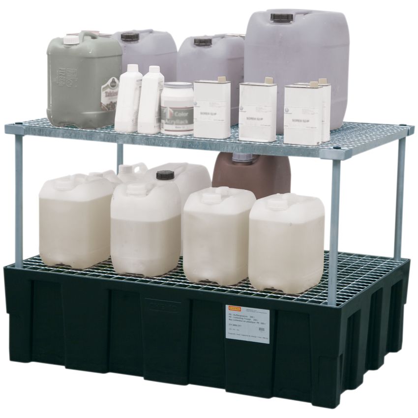 Rayonnage acier 1er niveau pour bac de rétention Cemo