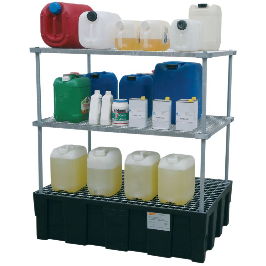 Rayonnage acier 2ème niveau pour bac de rétention Cemo