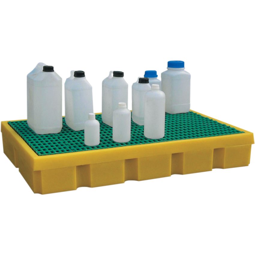 Bac de rétention polyéthylène à fond plat pour bidons et fûts, 100 litres EMP