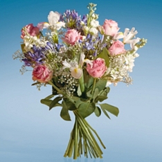 Rose & Agapanthus Pastel Palette Bouquet                                                                                        