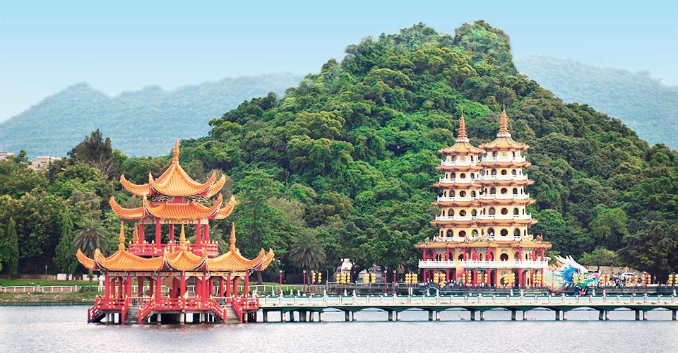 Pavilion and Pagodas at the Kaohsiung Lotus Lake