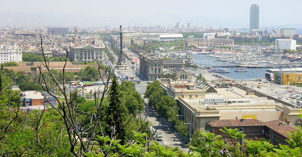 Barcelonas Panorama und Freizeit am Gotischen Viertel