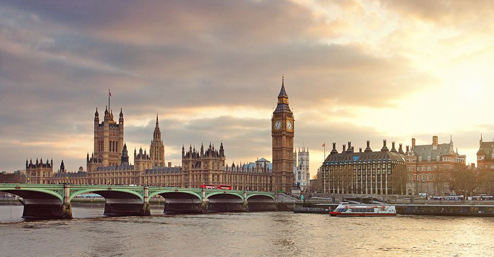 Big Ben and the Parliament in London at sunset