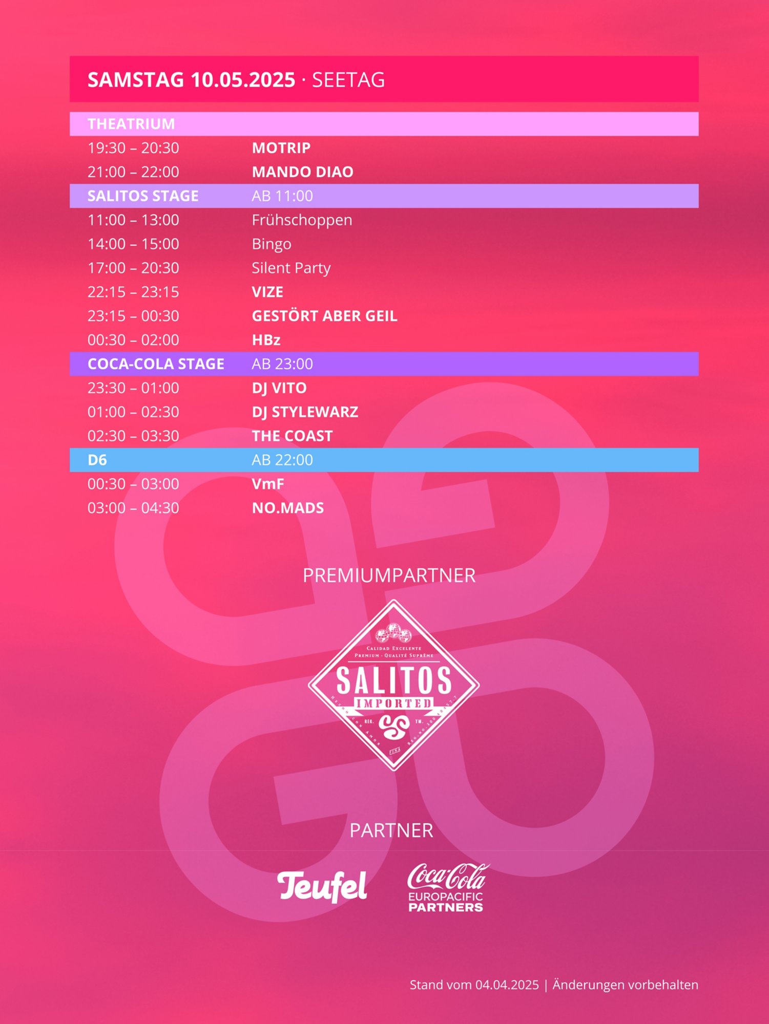Timetable 3 Festival Cruise 2025