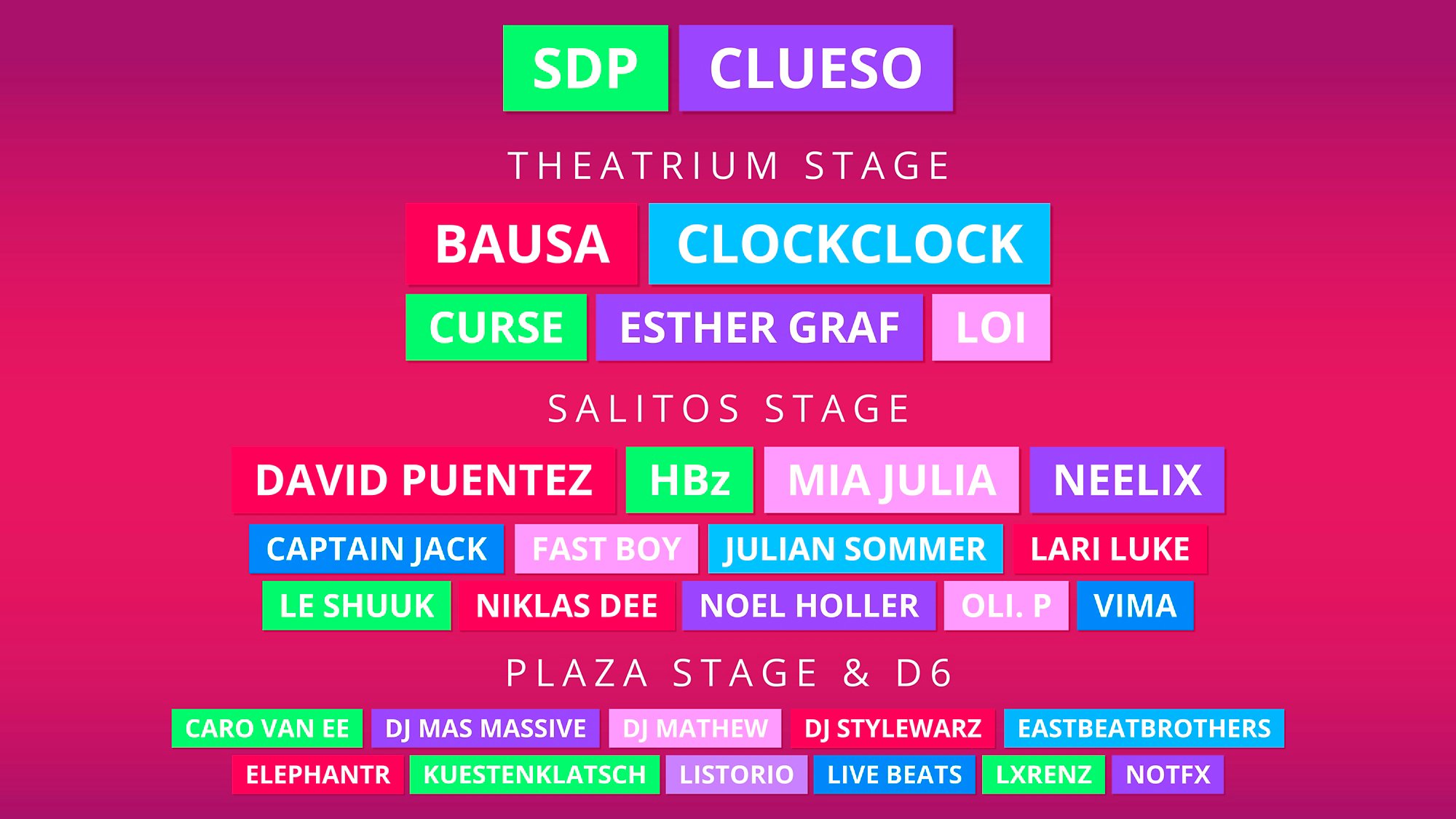 Line-up Grafik mit den Künstlern der FESTIVAL Cruise 2026