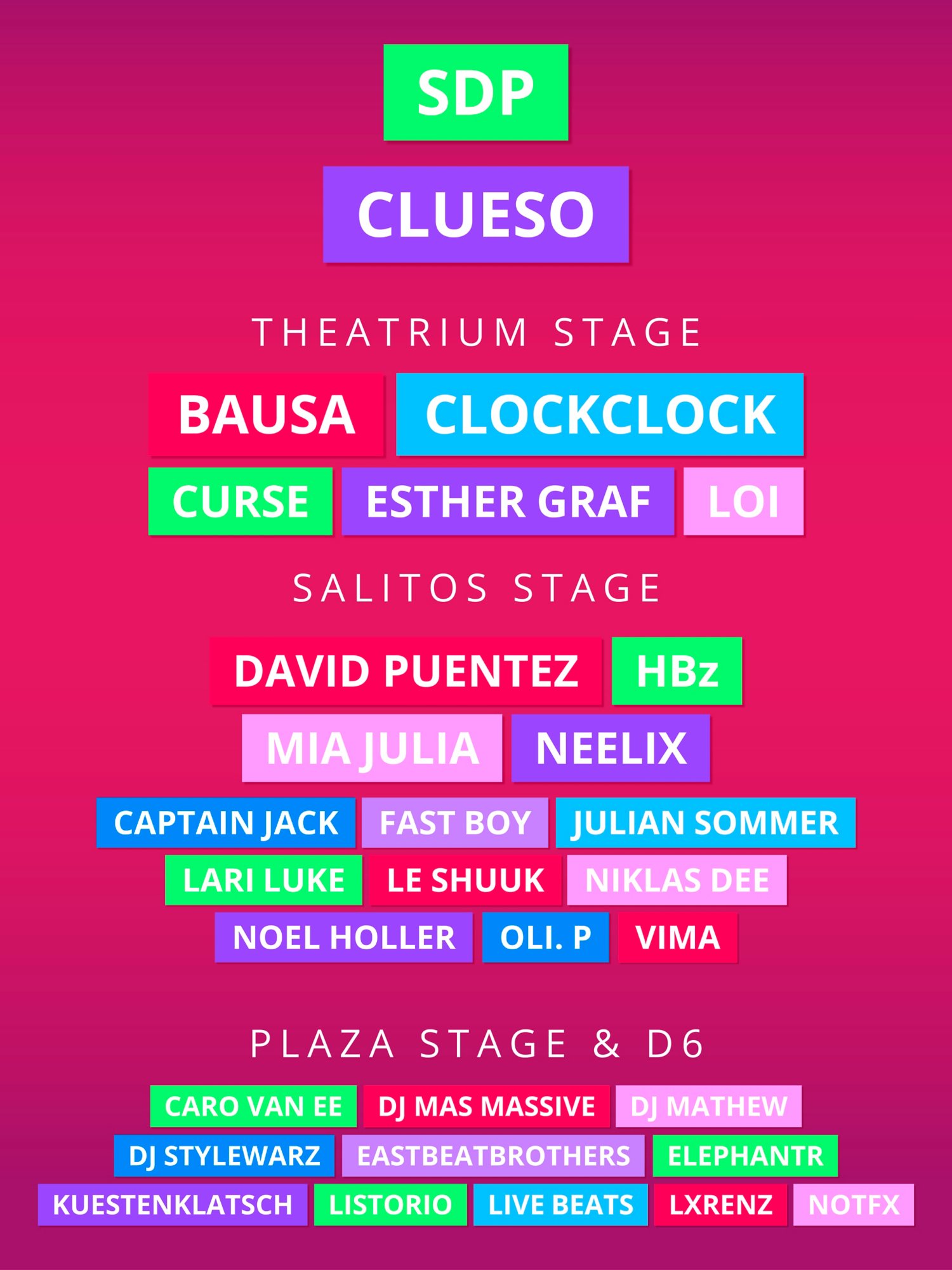 Line-up Grafik mit den Künstlern der FESTIVAL Cruise 2026