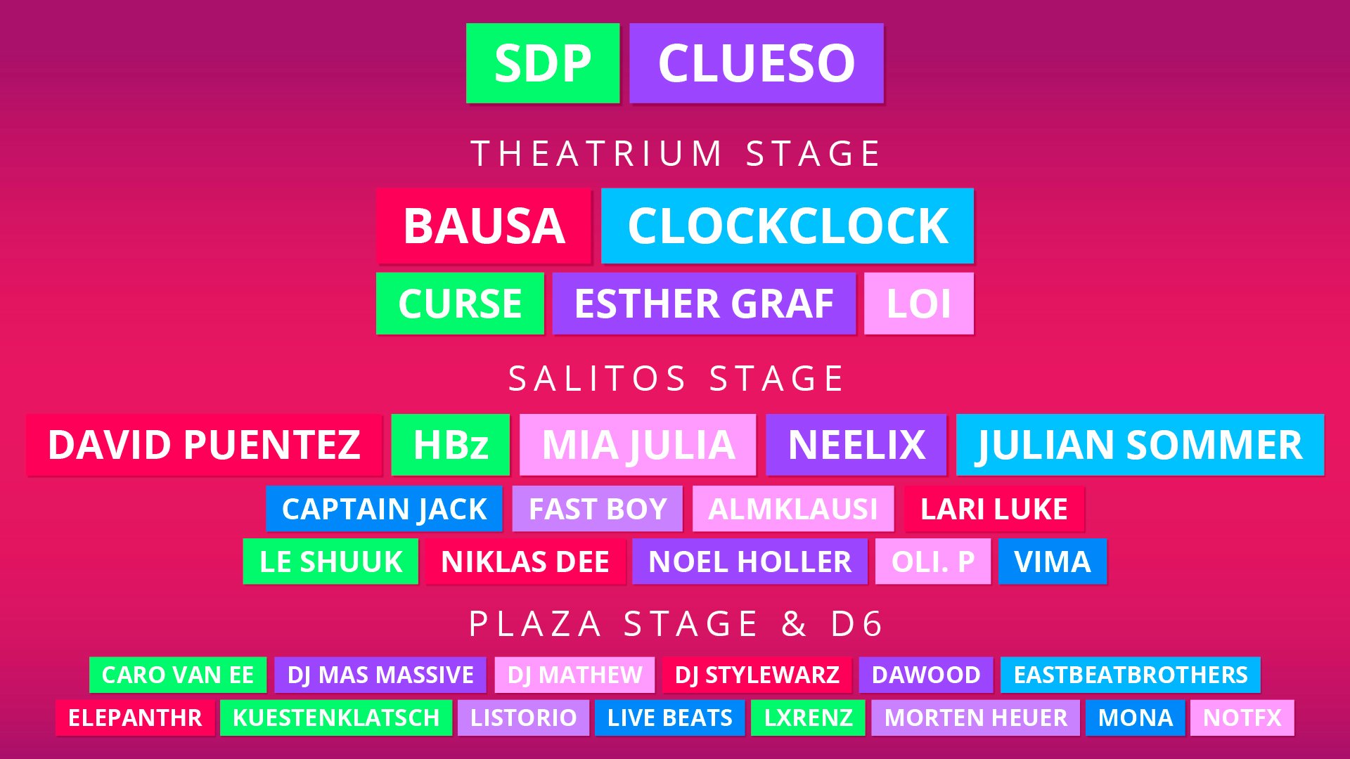 Line-up Grafik mit den Künstlern der FESTIVAL Cruise 2026