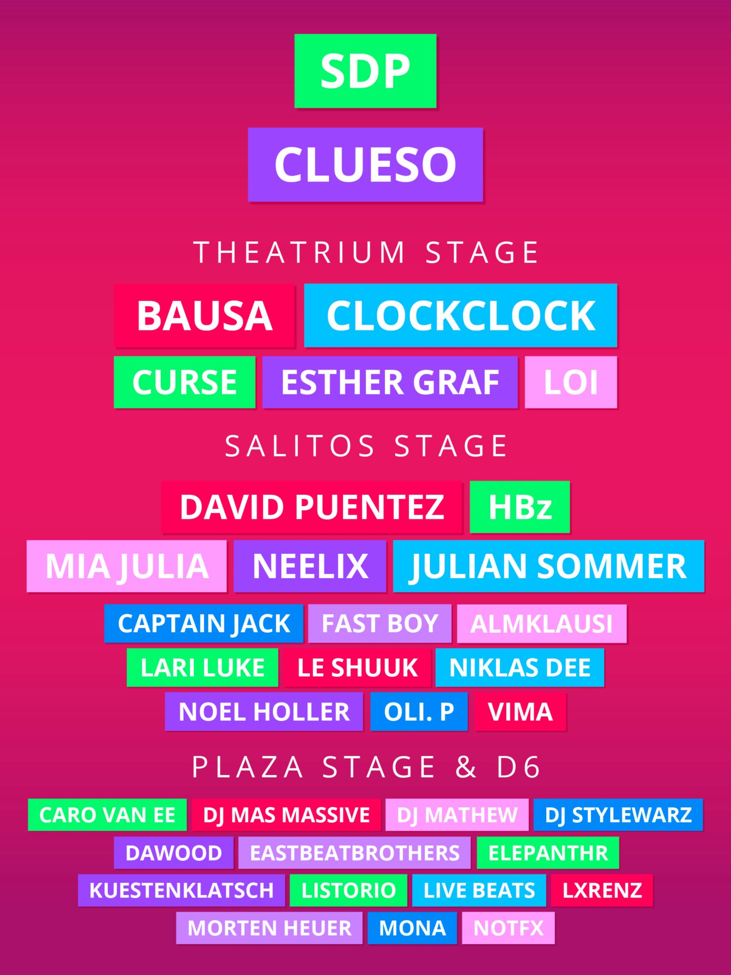 Line-up Grafik mit den Künstlern der FESTIVAL Cruise 2026