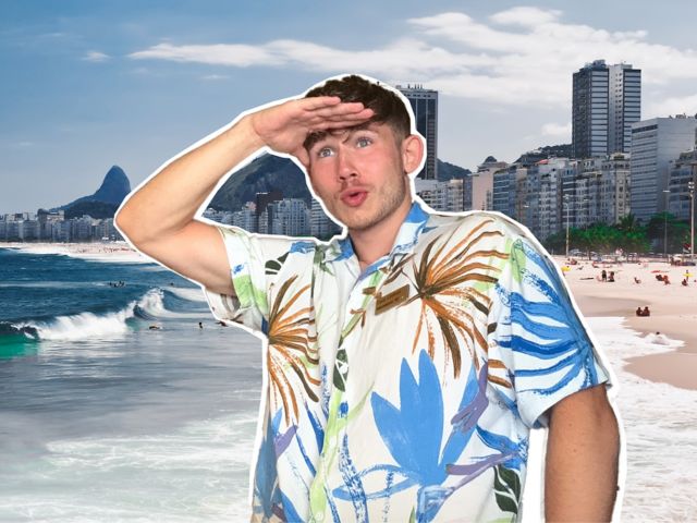 Weltreisereporter Dave an der Copacabana