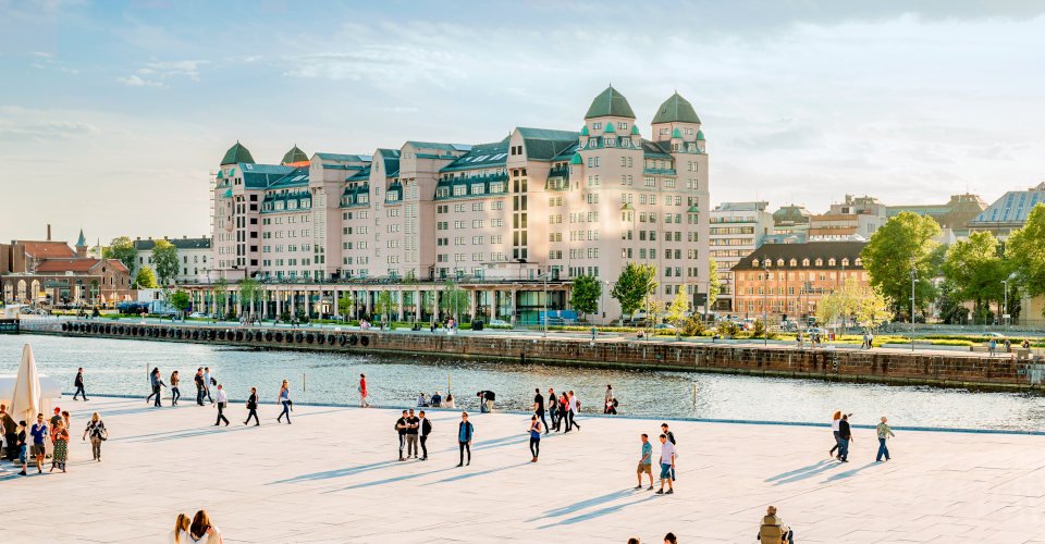 Oslo Opera house at sunset
