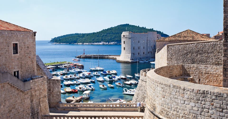 Dubrovnik Harbour through Old Castle Wall, Dubrovnik Harbour through Old Castle Wall