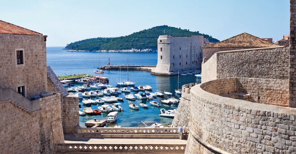 Dubrovnik Harbour through Old Castle Wall, Dubrovnik Harbour through Old Castle Wall