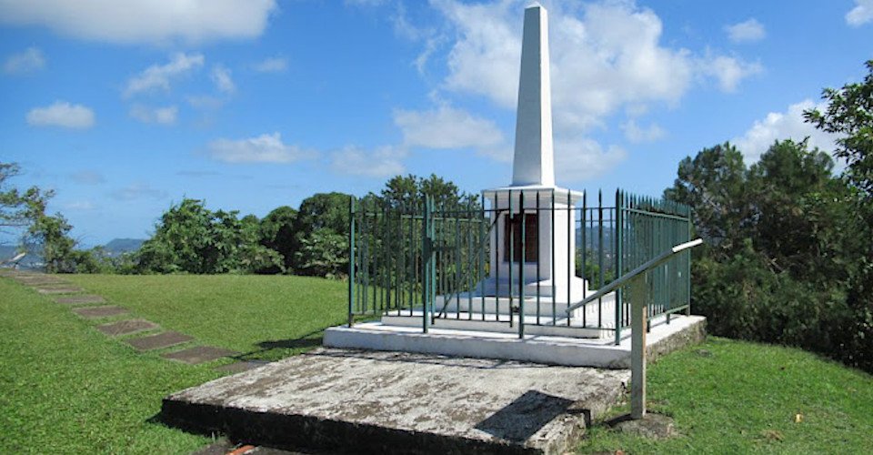 The Inniskilling Monument near Castries, St. Lucia, Eastern Caribbean, commemorates an 1796 British victory over the French.