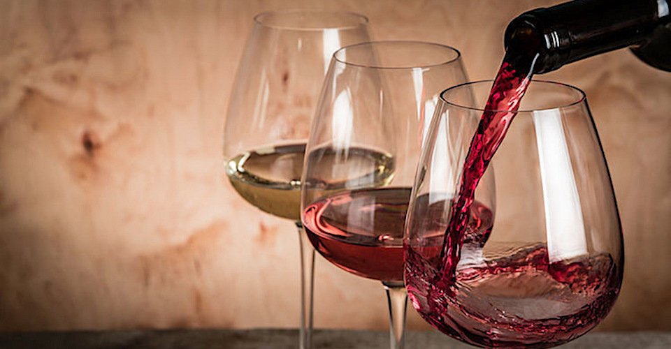 Selection of wine for tasting, copy space