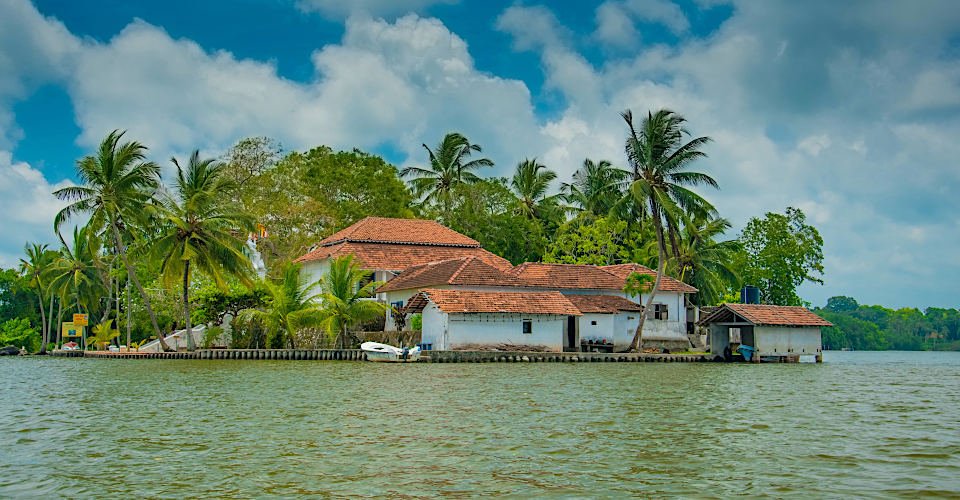 Temple on an island in Maadu river, Sri Lanka