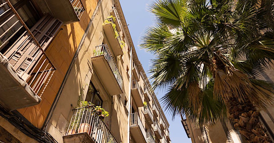 Barcelonas Panorama und Freizeit am Gotischen Viertel