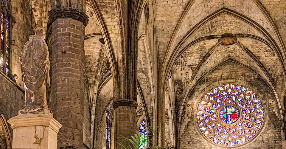 Santa Maria del Mar is an imposing church in the Ribera district of Barcelona, Spain, built between 1329 and 1383