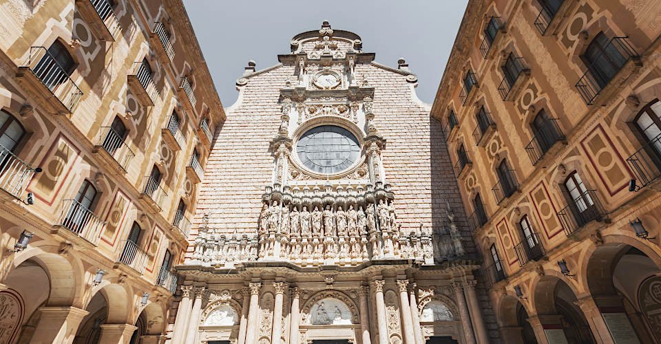 The courtyard of the Benedictine monastery of Santa Maria de Montserrat, near Barcelona, Spain