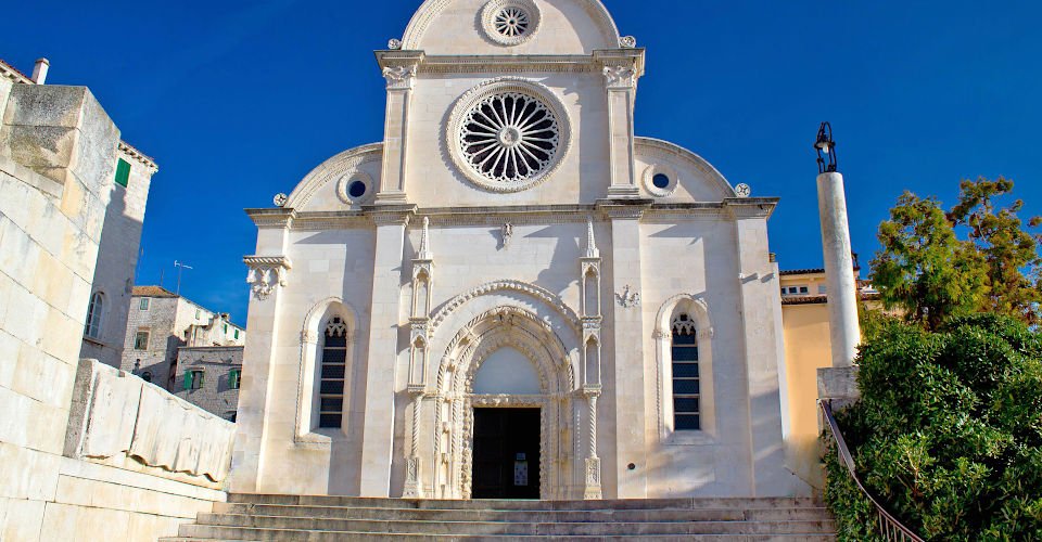 The Cathedral of St James in Sibenik facade view UNESCO world heritage site in Croatia