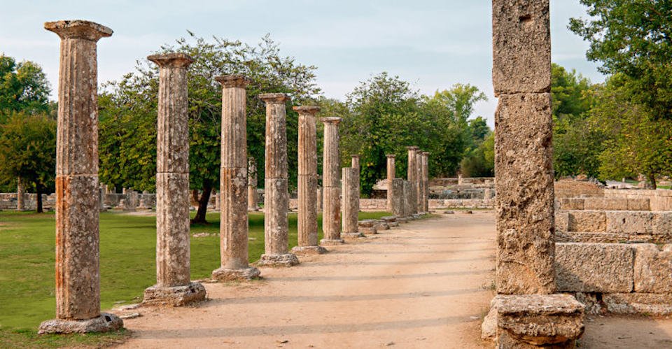 Column lined street in Olympia