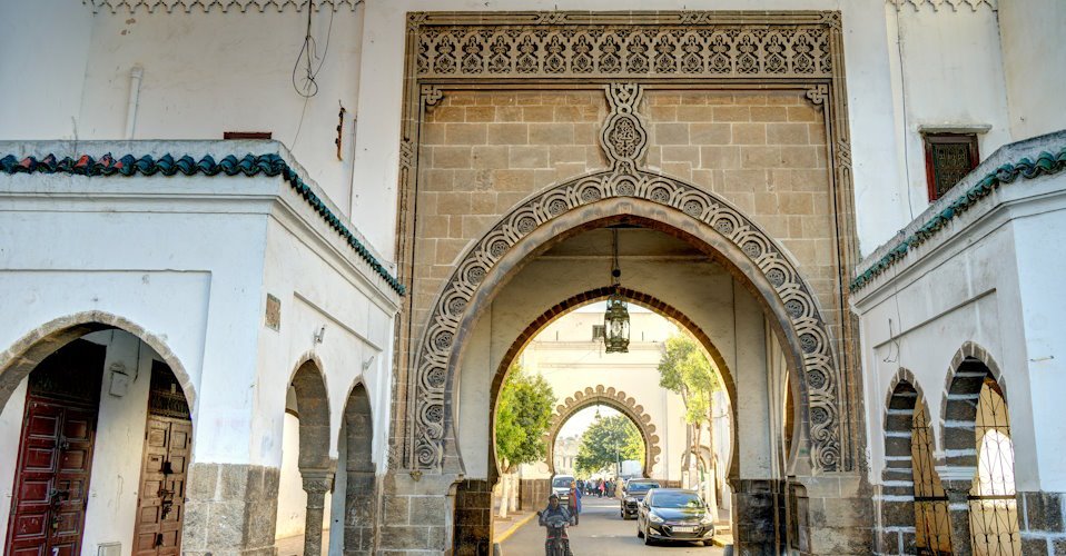 Casablanca, Morocco - November 2021 : Habous Medina in sunny weather, HDR Image