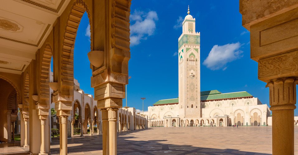 Mosque Hassan II in Casablanca, Morocco. Beautiful Islamic landmark in North Africa