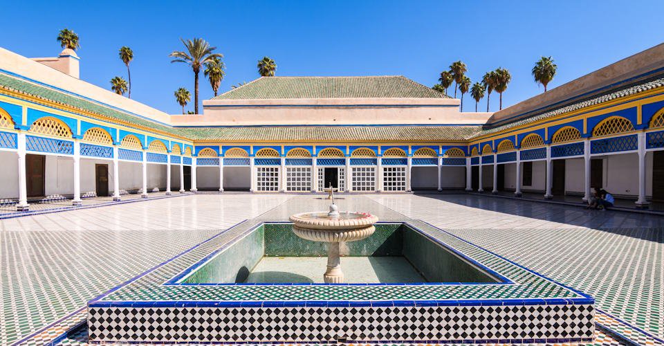 MARRAKECH, MOROCCO. 30 th September, 2017: colorful patio of marrakech bahia palace, morocco