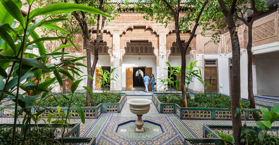 MARRAKECH, MOROCCO - FEBRUARY 22, 2016: The Marrakesh Bahia Palace is a palace and a set of gardens located in Marrakesh, Morocco. 