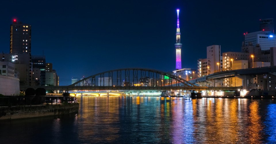 東京都 浅草橋 隅田川テラスからの夜景