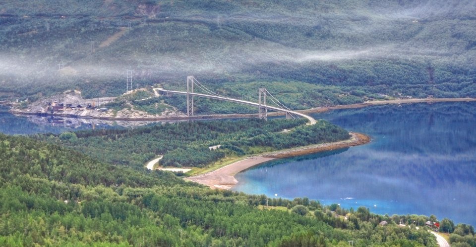 View over Narvik and mountains in Norway