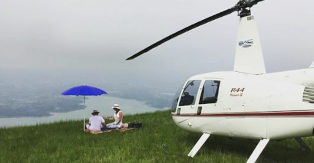 Himmlische Aussichten und Genuss: Helikoptertour und Picknick 