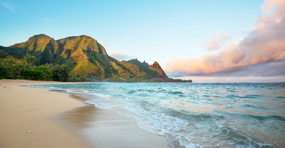Beautiful scene in Tunnels Beach on the Island of Kauai, Hawaii, USA
