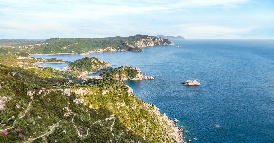 Paleokastritsa bay on Corfu island, Greece