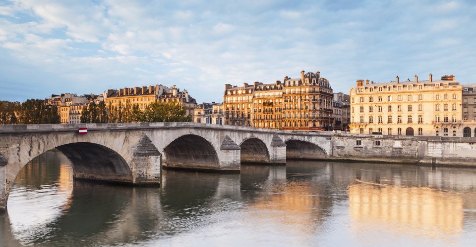 The River Seine and Parisian apartments, Paris.
