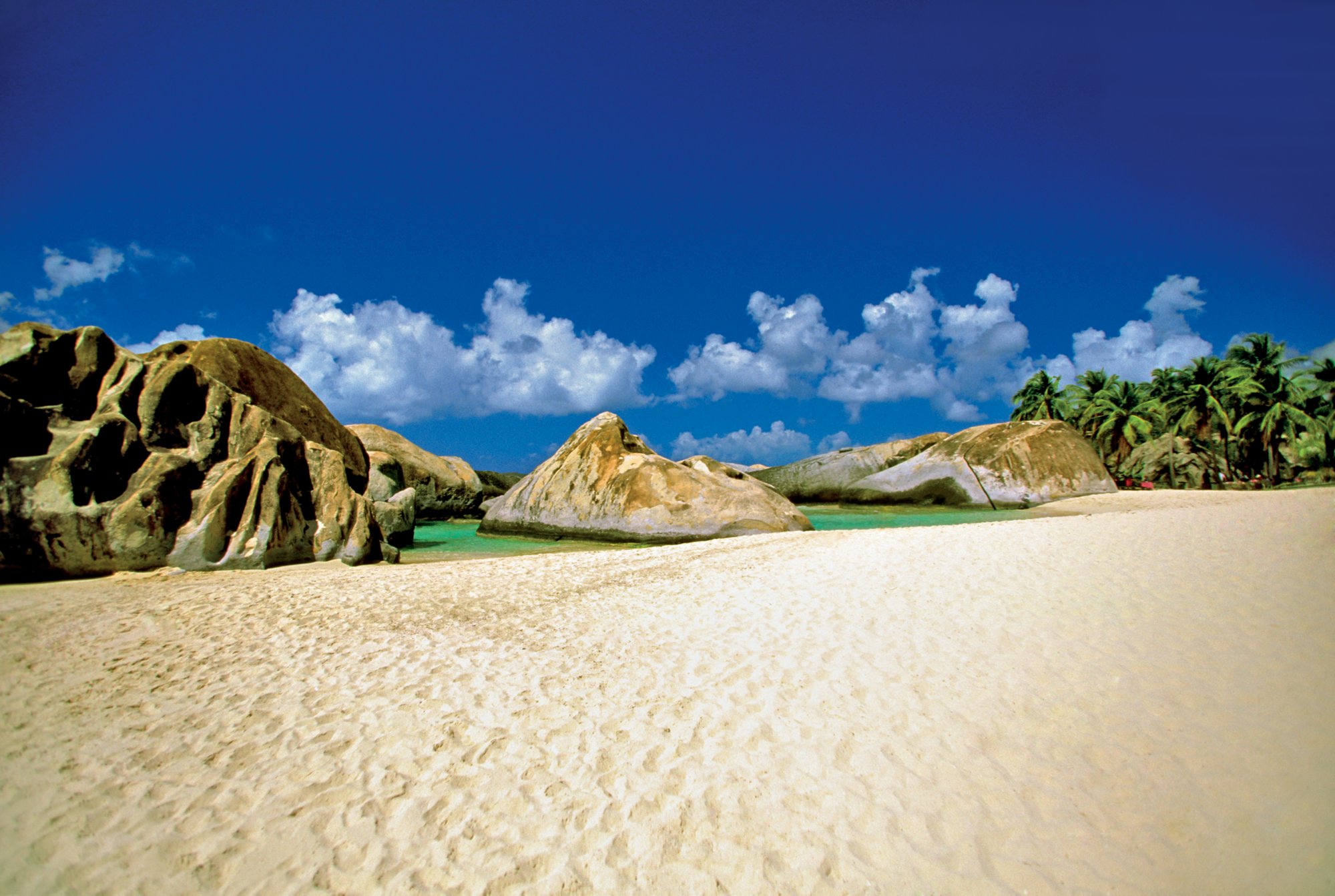 Boulders on Gorda Bay beach in British Virgin Islands, Caribbean