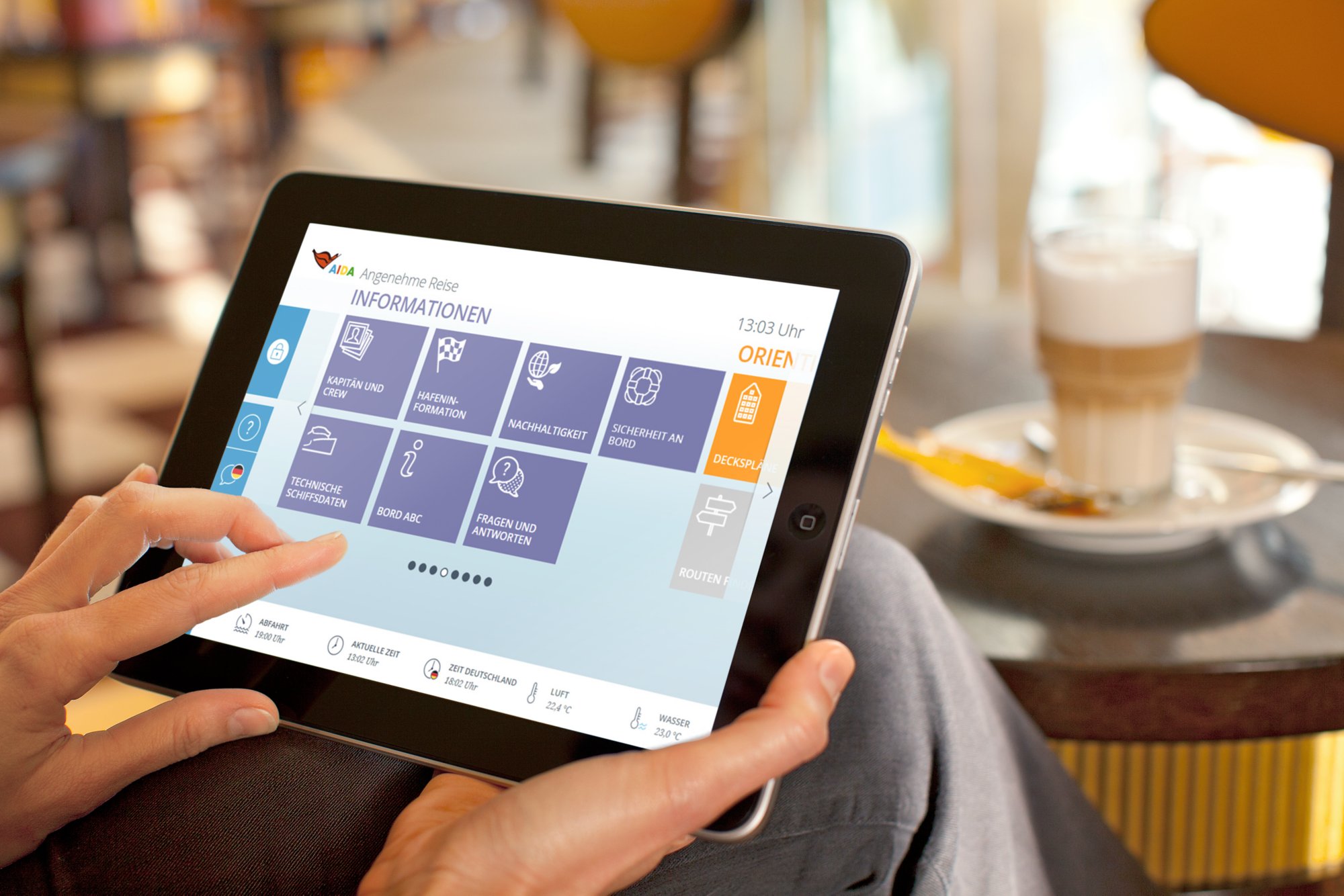 AIDA Konto auf dem Tablet zu sehen