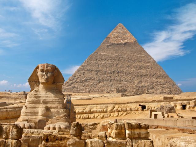 Sphinx and the Great pyramid in Egypt